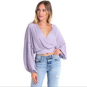Free people wrap blouse size small dusty purple/ lilac